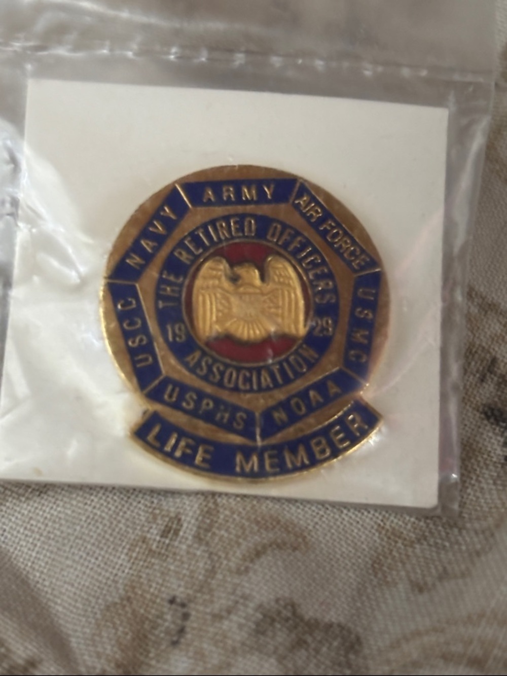 Retired Officers Association Gold & Blue Life Member Pin